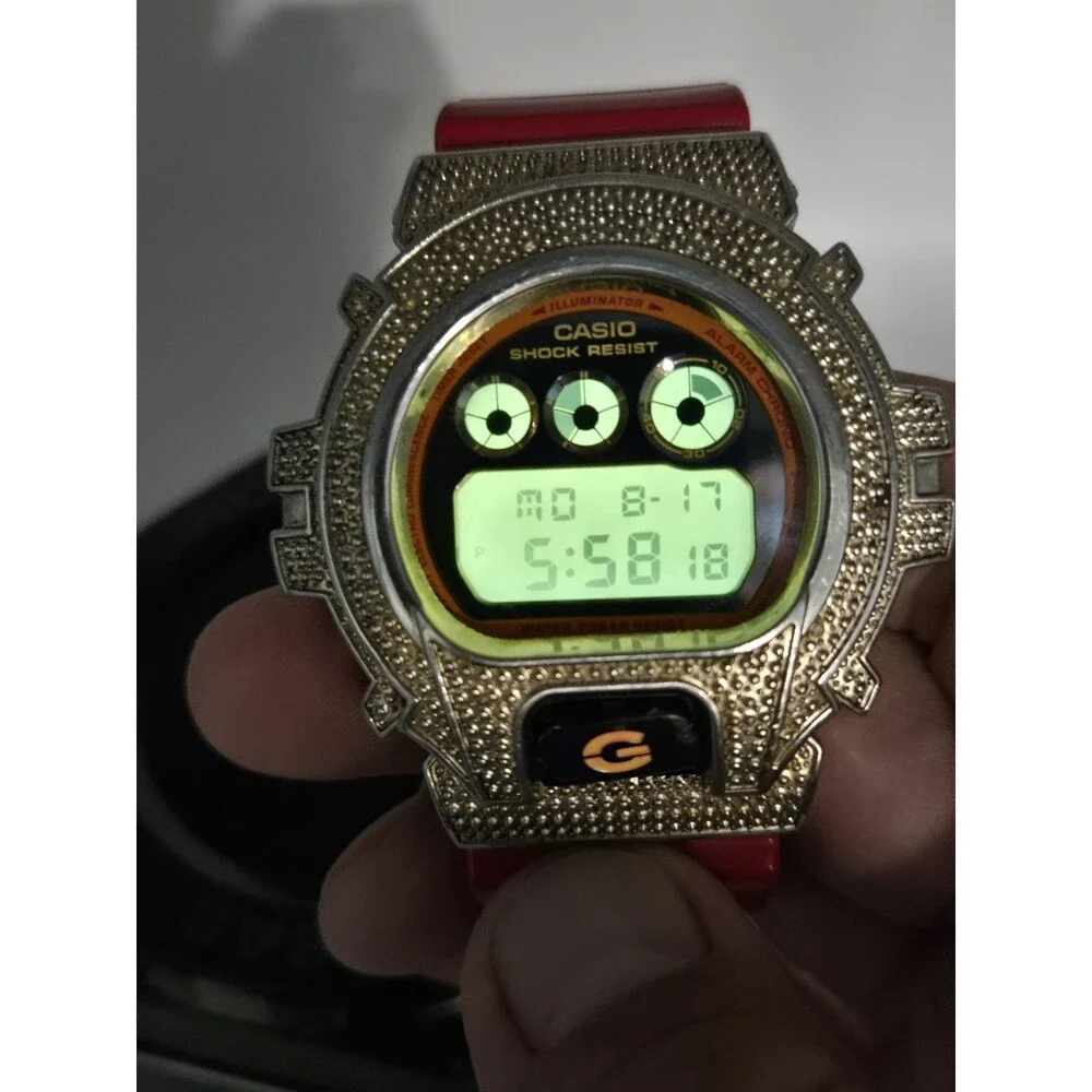 Customized Casio G-Shock DW6900 Gold Tone Metal Bezel. Tin. New Battery.